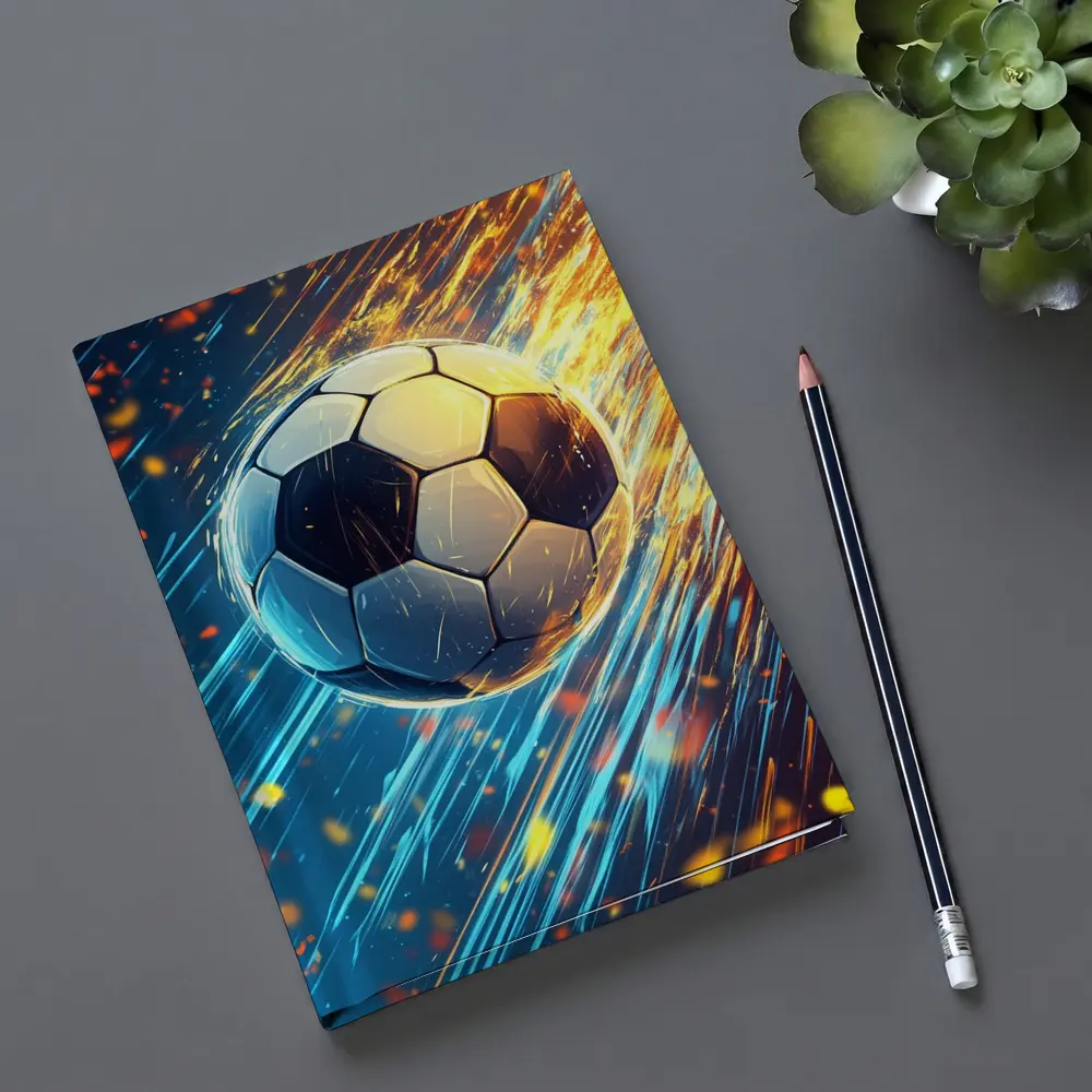 Soccer Ball Flying Through Fire and Light – Notebooks