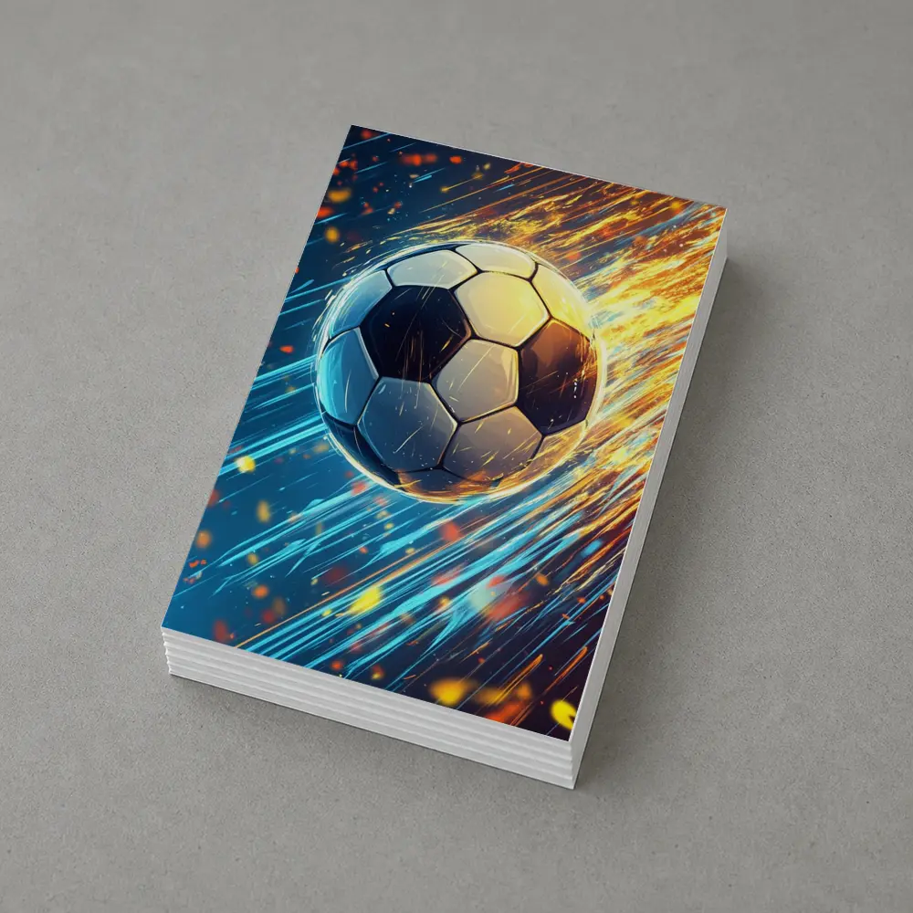 Soccer Ball Flying Through Fire and Light – Postcards