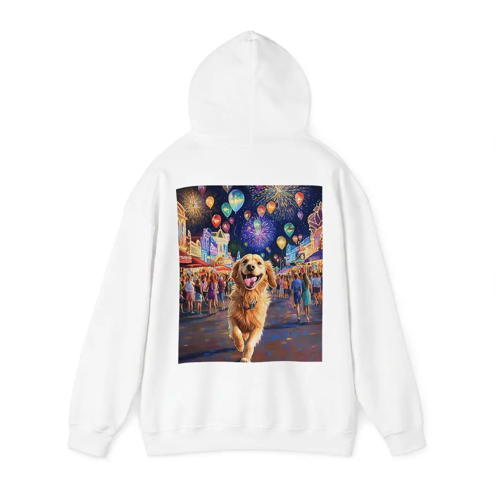 Happy Golden Retriever Running Carnival Fireworks Night – Hoodies