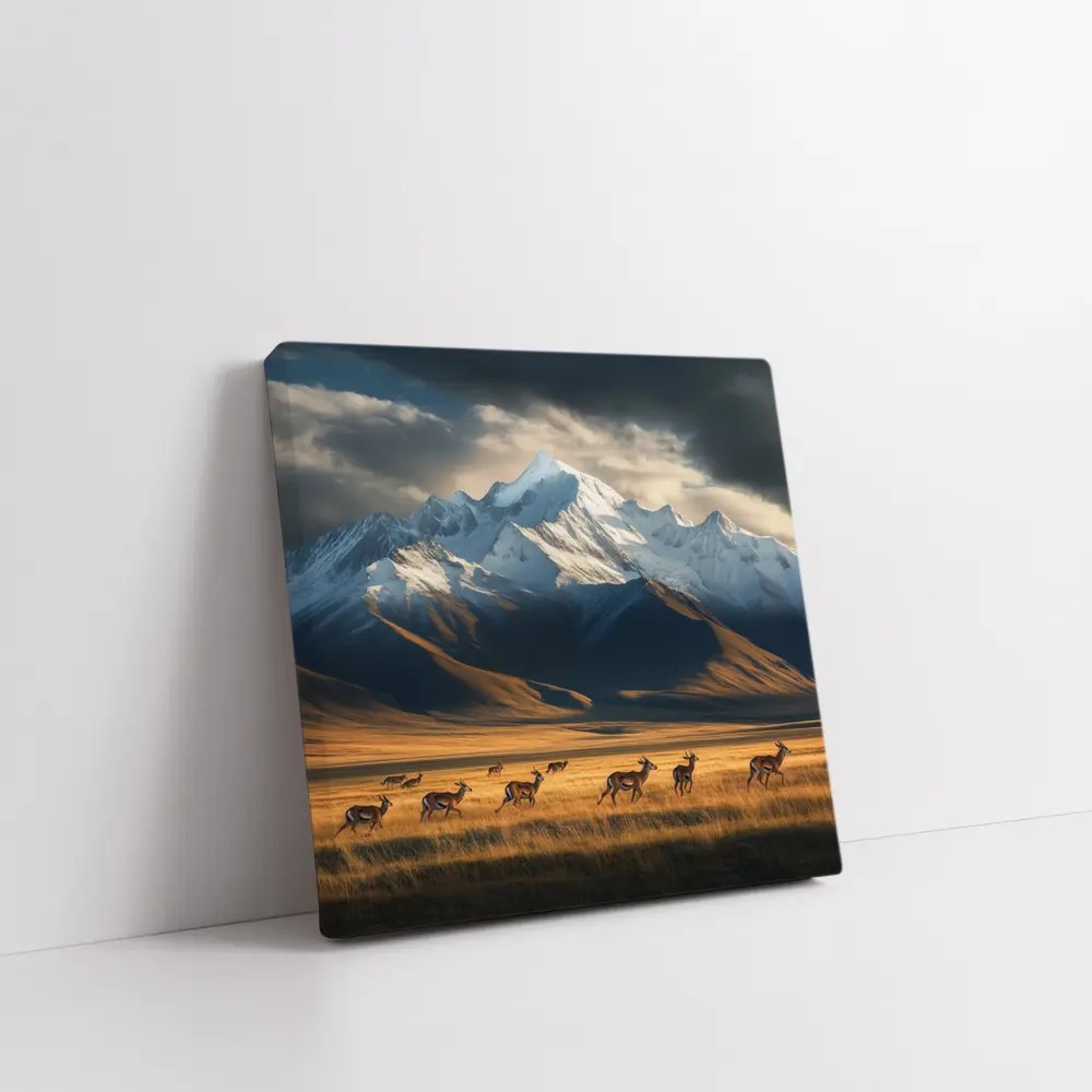 Antelope Herd Running Across Mountain Grasslands – Wall Art