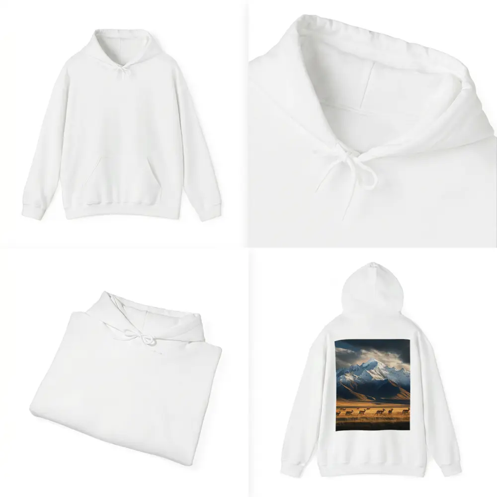 Antelope Herd Running Across Mountain Grasslands – Hoodies