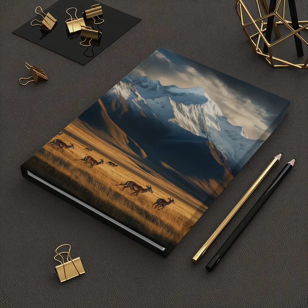 Antelope Herd Running Across Mountain Grasslands – Notebooks