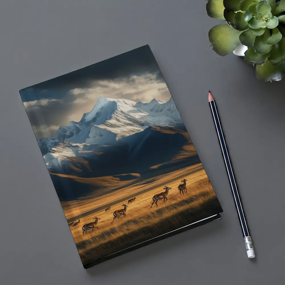 Antelope Herd Running Across Mountain Grasslands – Notebooks