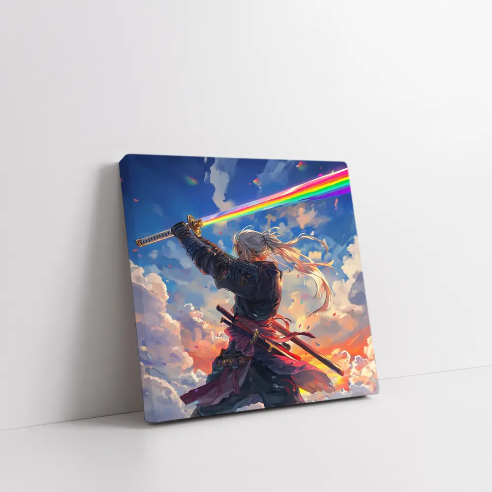 Anime Samurai Warrior Rainbow Sky Art – Wall Art