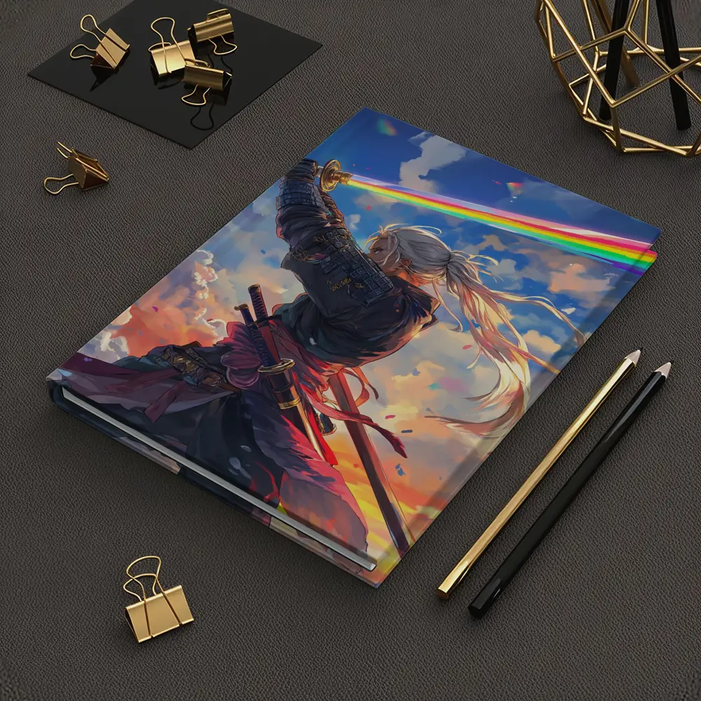 Anime Samurai Warrior Rainbow Sky Art – Notebooks