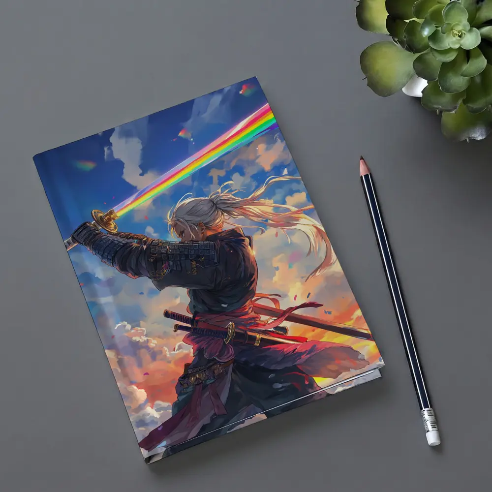 Anime Samurai Warrior Rainbow Sky Art – Notebooks