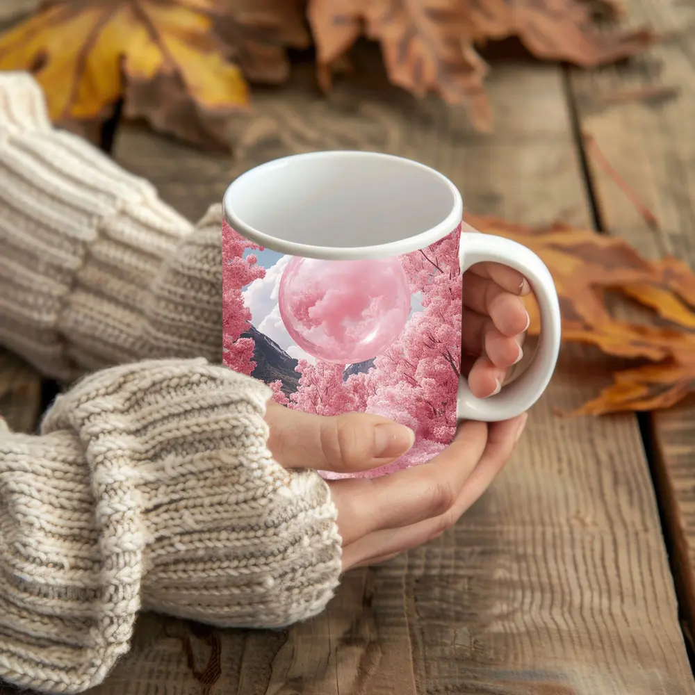 Pink Cherry Blossom Trees Surreal Glass Sphere – Mugs