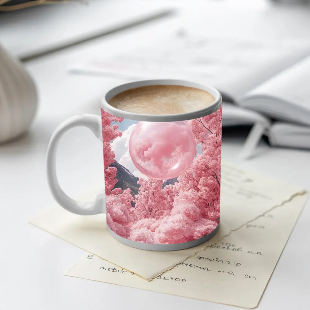 Pink Cherry Blossom Trees Surreal Glass Sphere – Mugs