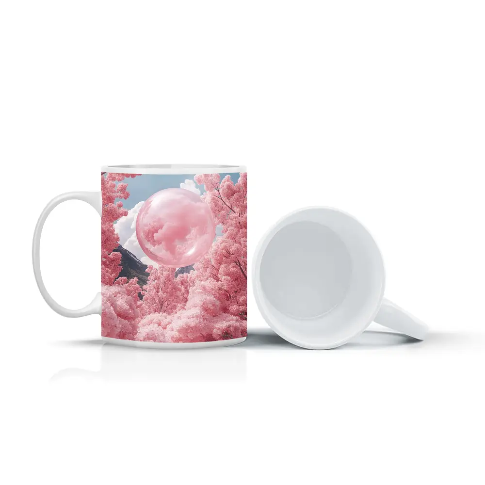 Pink Cherry Blossom Trees Surreal Glass Sphere – Mugs