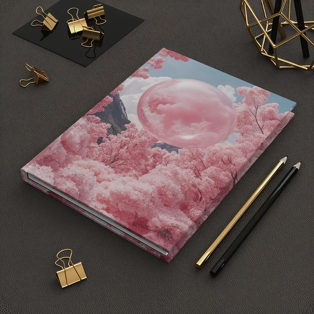 Pink Cherry Blossom Trees Surreal Glass Sphere – Notebooks
