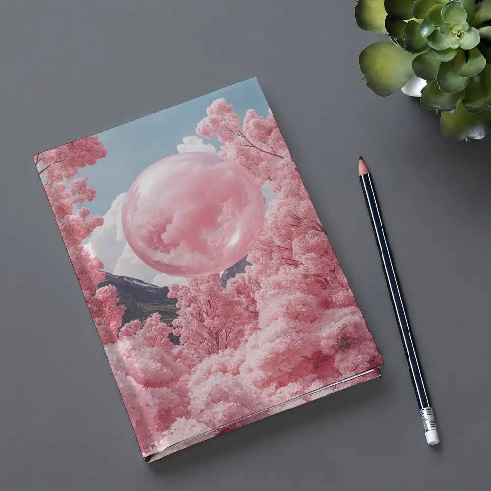 Pink Cherry Blossom Trees Surreal Glass Sphere – Notebooks