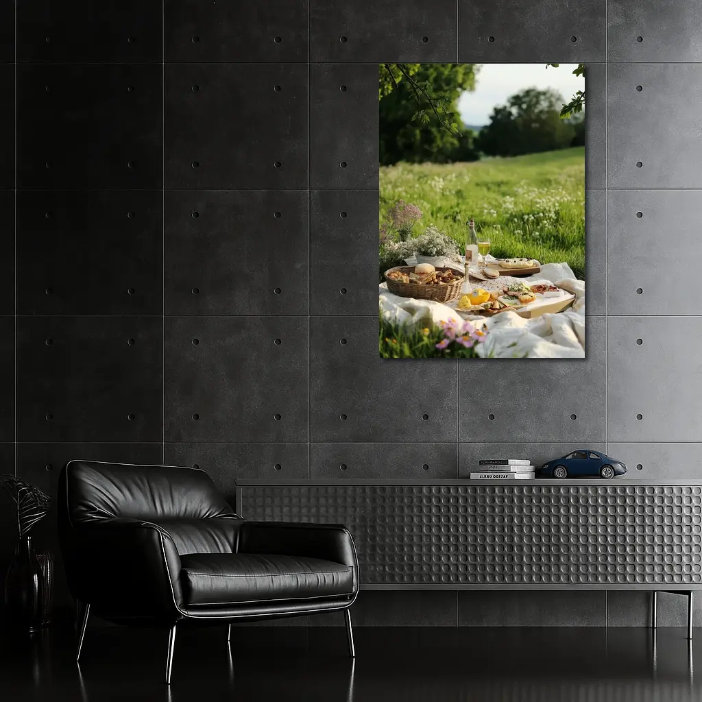 Summer Picnic Spread Green Meadow Setting – Wall Art