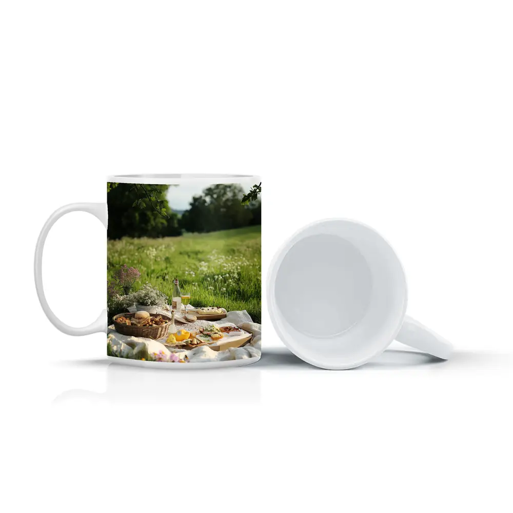 Summer Picnic Spread Green Meadow Setting – Mugs