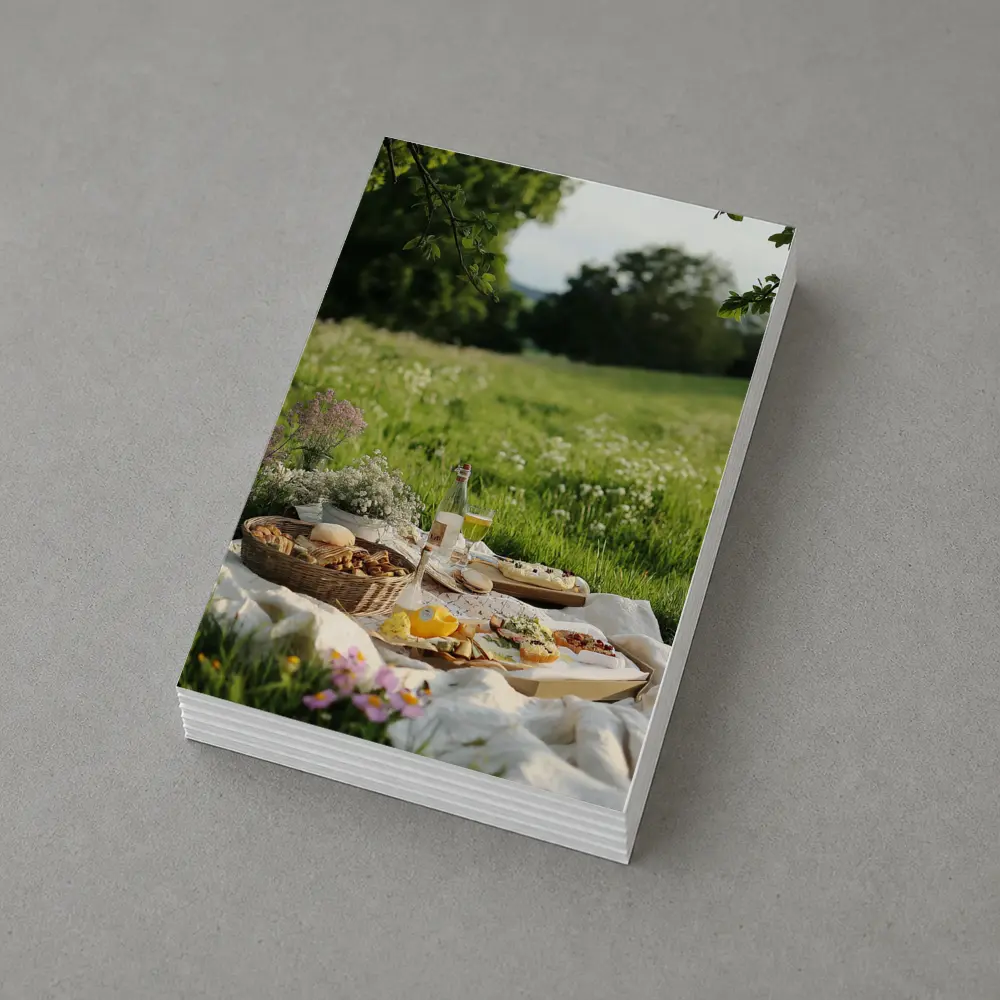 Summer Picnic Spread Green Meadow Setting – Postcards