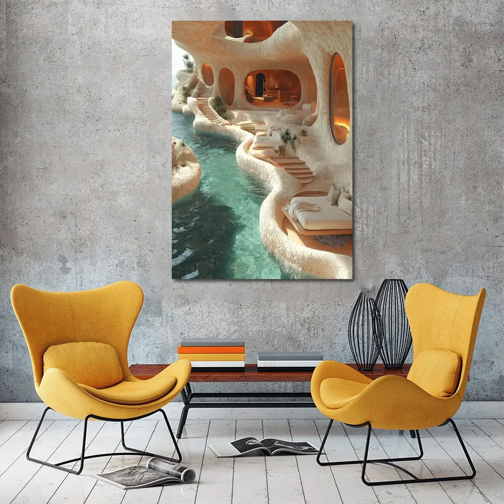 Organic Cave Architecture Pool Luxury Interior – Wall Art