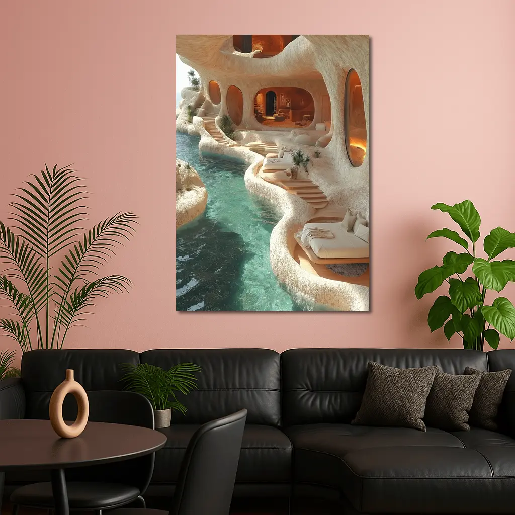 Organic Cave Architecture Pool Luxury Interior – Wall Art