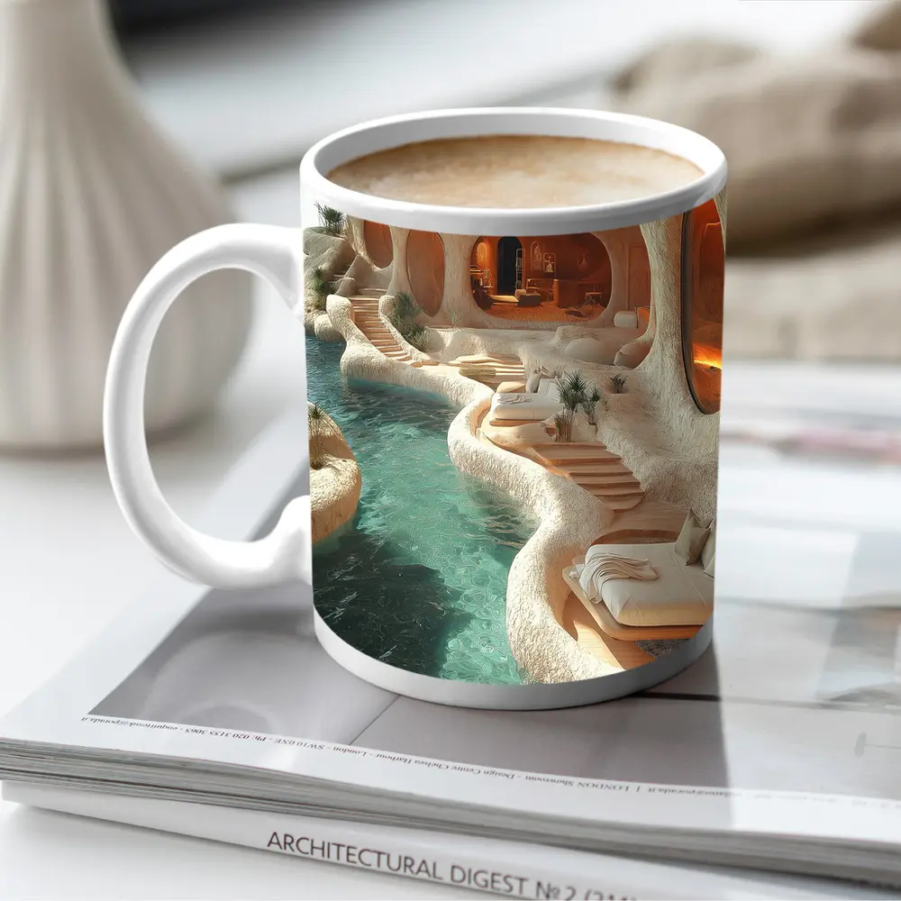 Organic Cave Architecture Pool Luxury Interior – Mugs