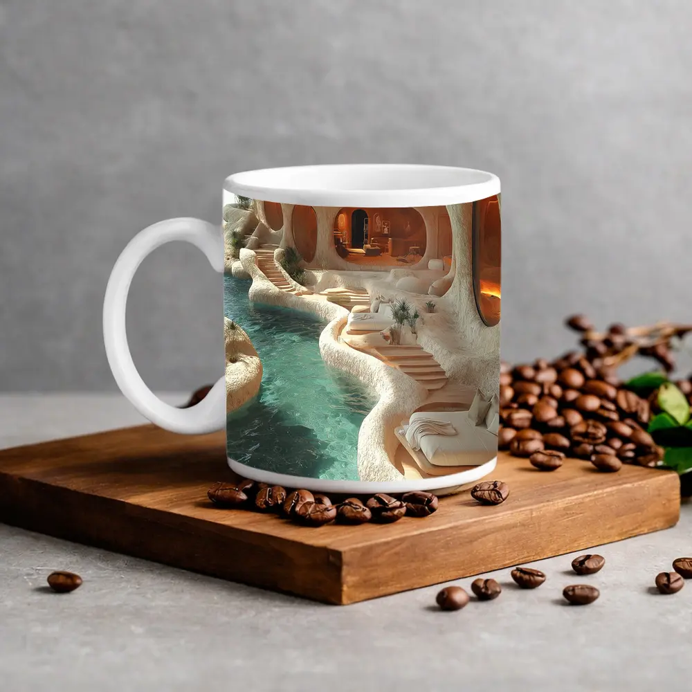 Organic Cave Architecture Pool Luxury Interior – Mugs