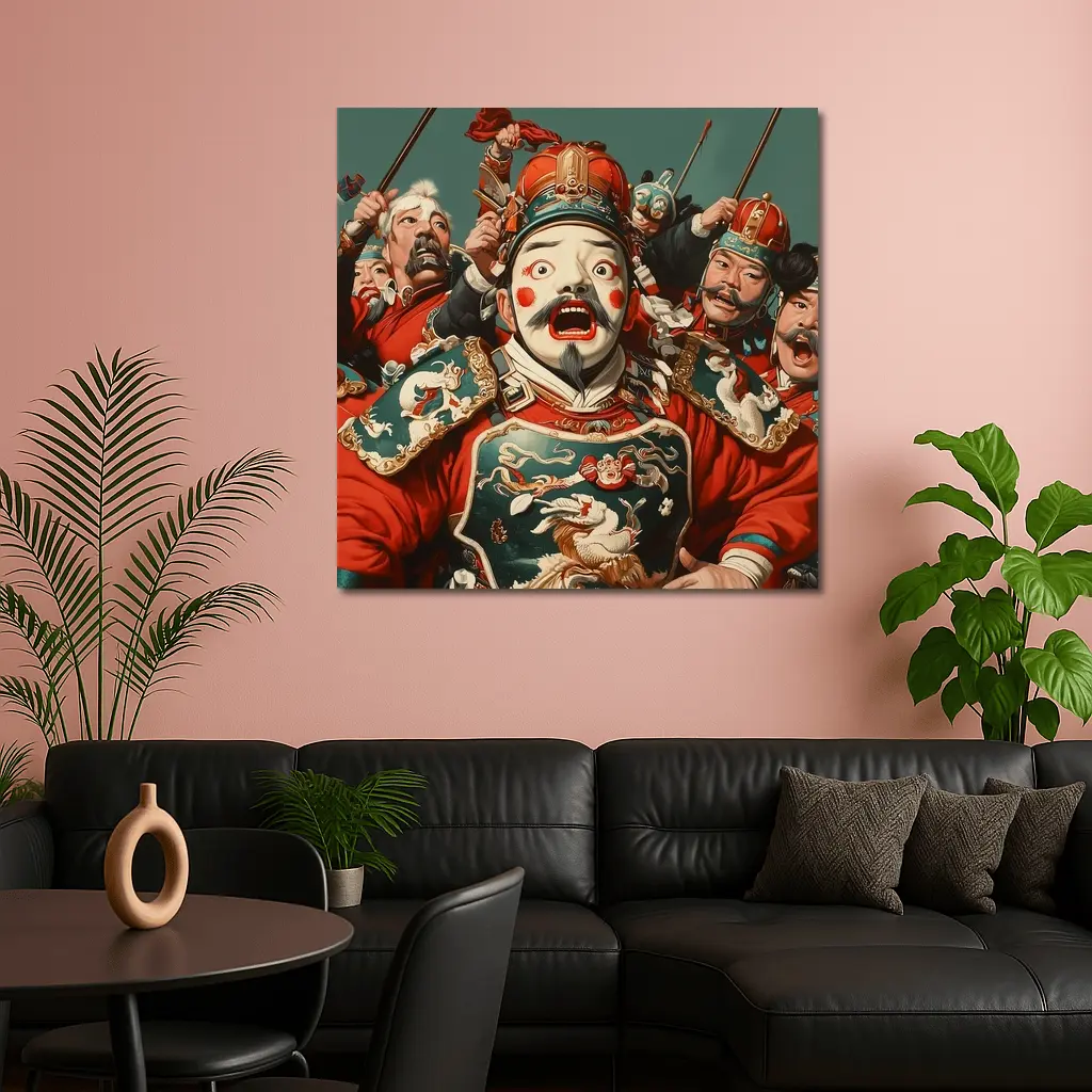 Chinese Opera Warriors Traditional Red Costume Art – Wall Art