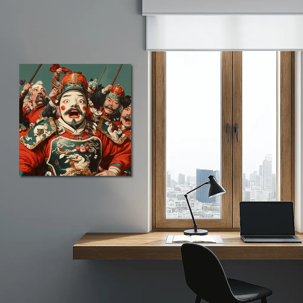 Chinese Opera Warriors Traditional Red Costume Art – Wall Art