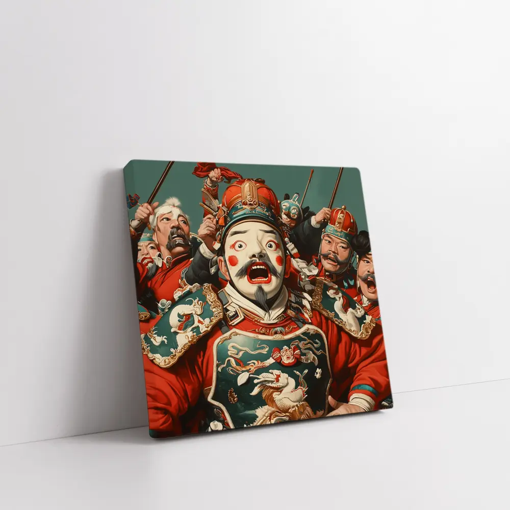 Chinese Opera Warriors Traditional Red Costume Art – Wall Art