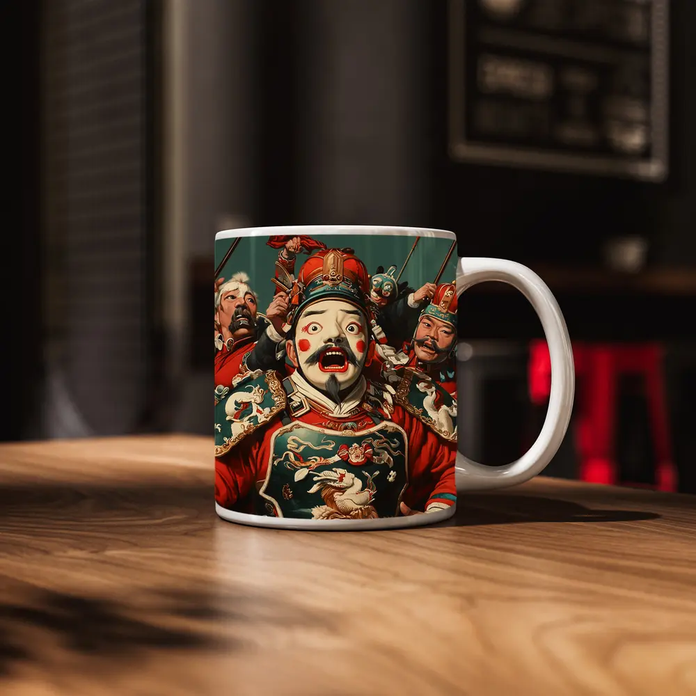 Chinese Opera Warriors Traditional Red Costume Art – Mugs