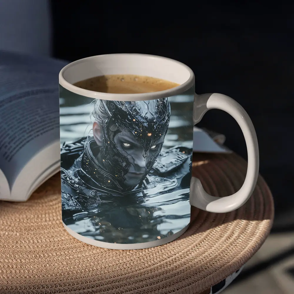 Dark Armored Warrior Rising From Water – Mugs