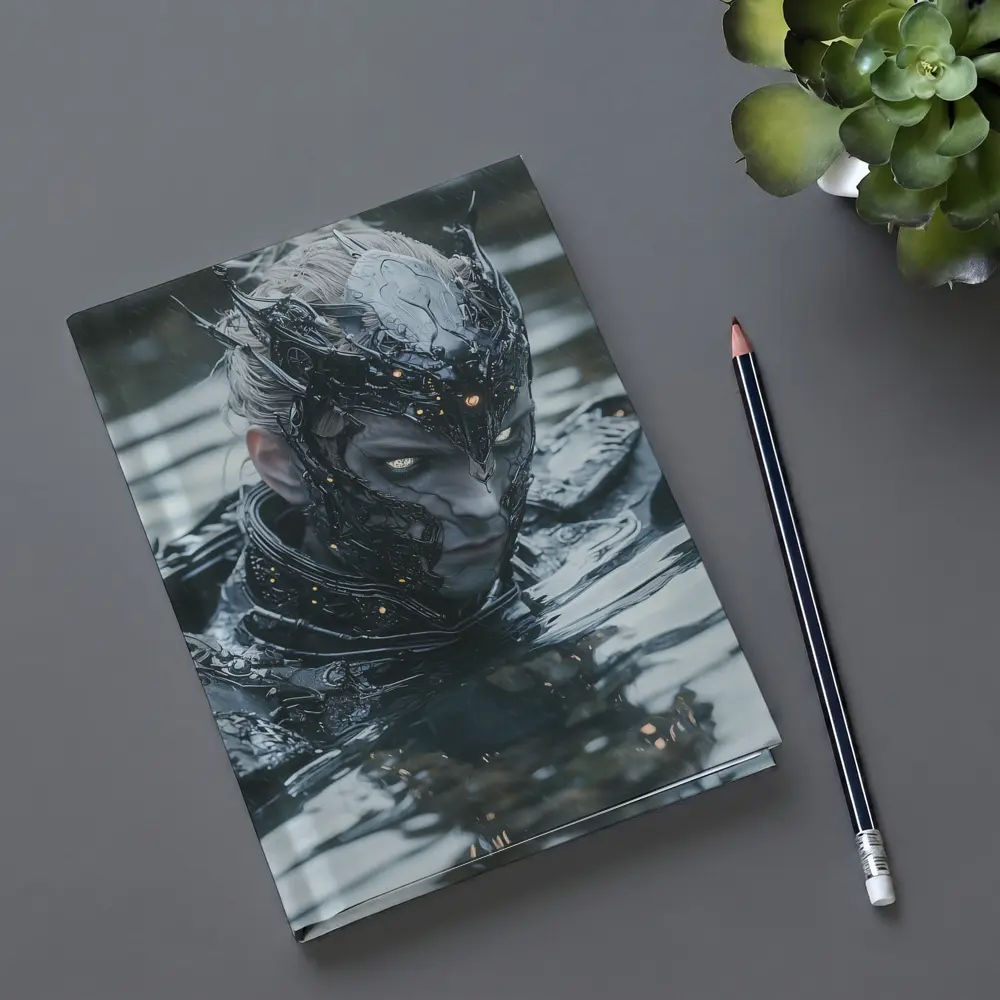 Dark Armored Warrior Rising From Water – Notebooks