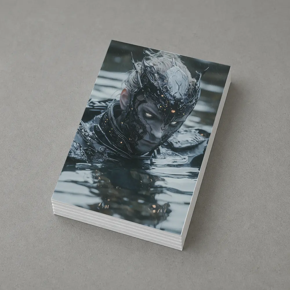 Dark Armored Warrior Rising From Water – Postcards