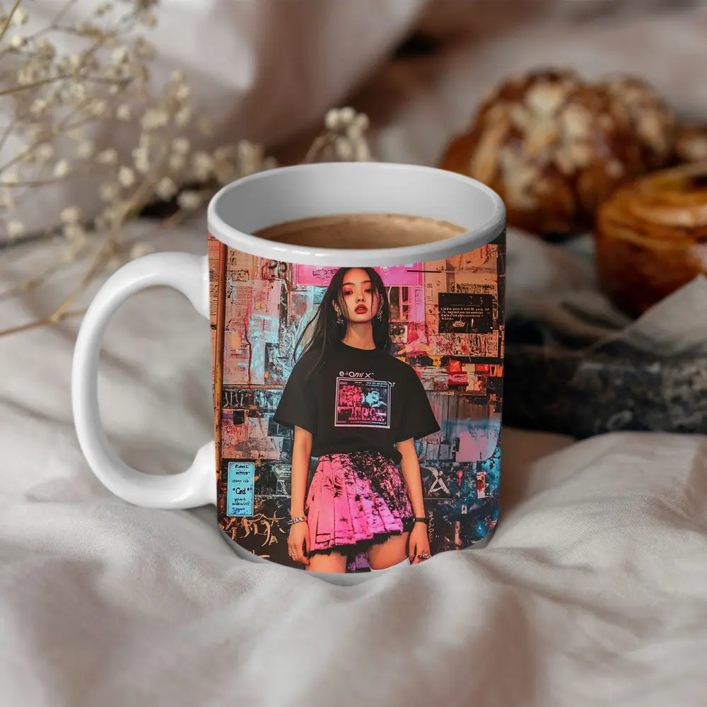 K-Pop Girl Neon Urban Street Style – Mugs