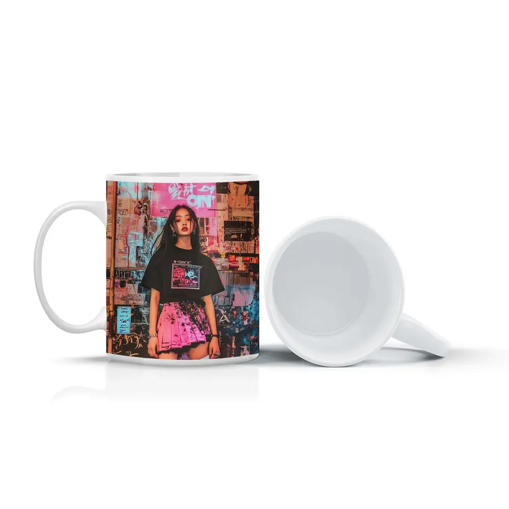 K-Pop Girl Neon Urban Street Style – Mugs