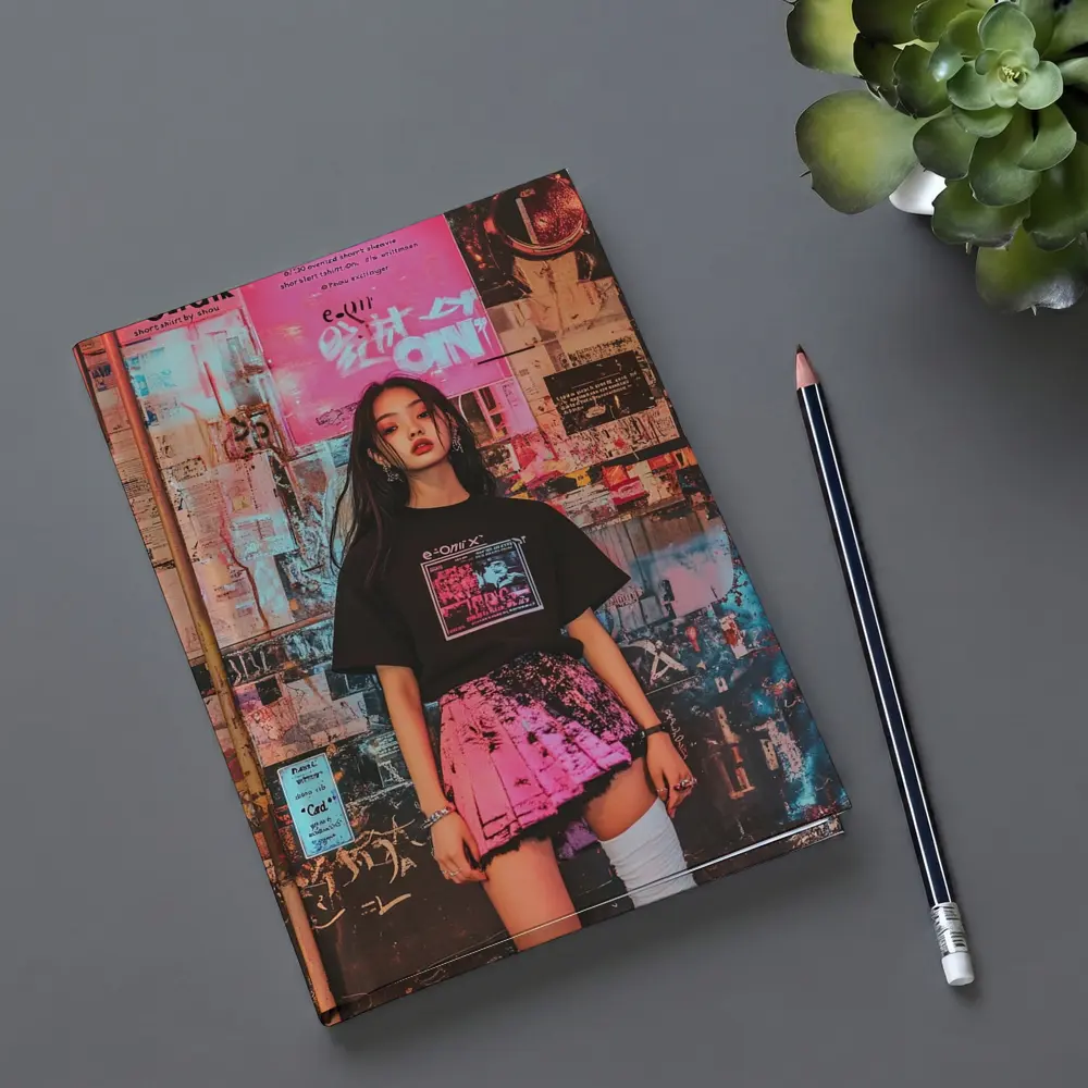 K-Pop Girl Neon Urban Street Style – Notebooks