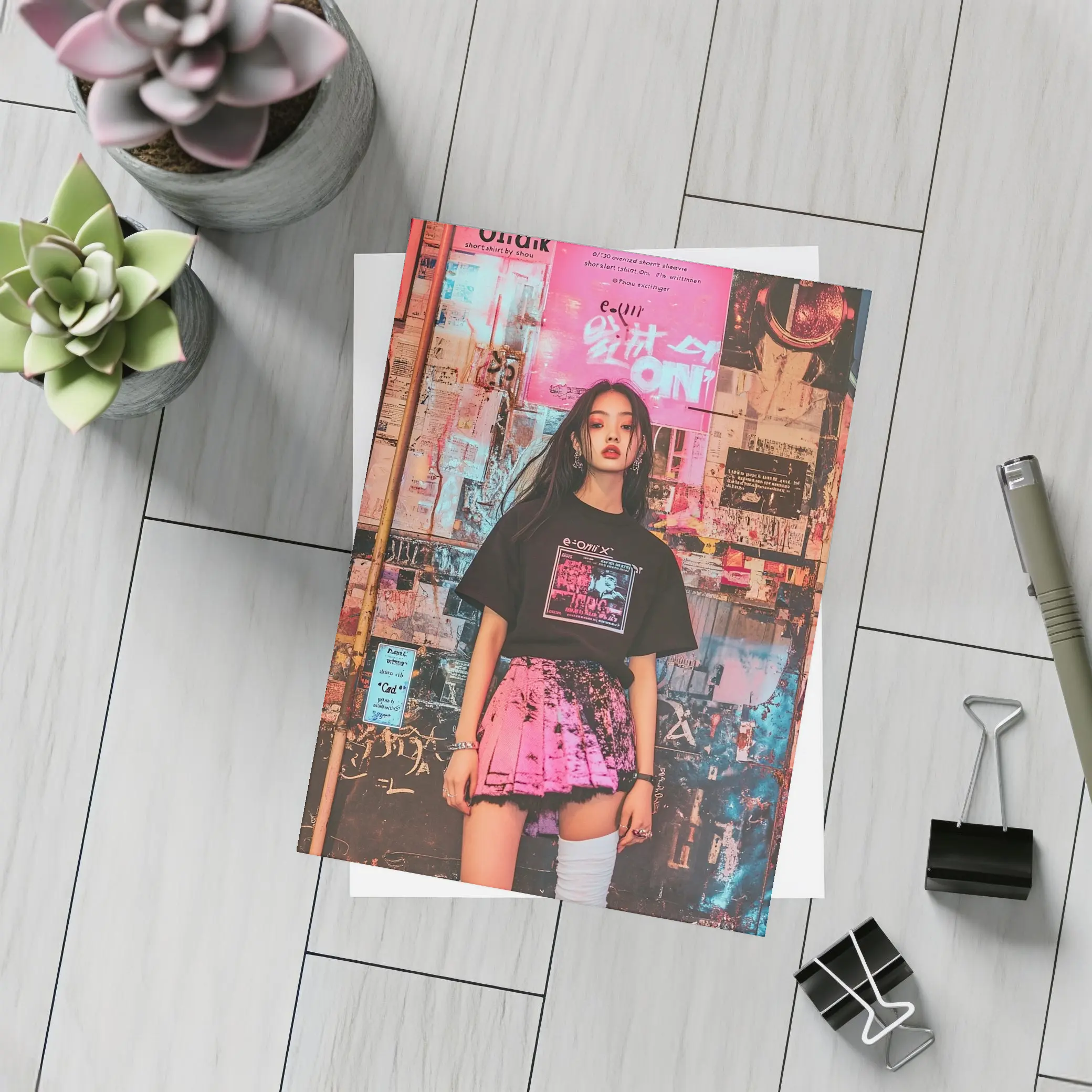 K-Pop Girl Neon Urban Street Style – Postcards