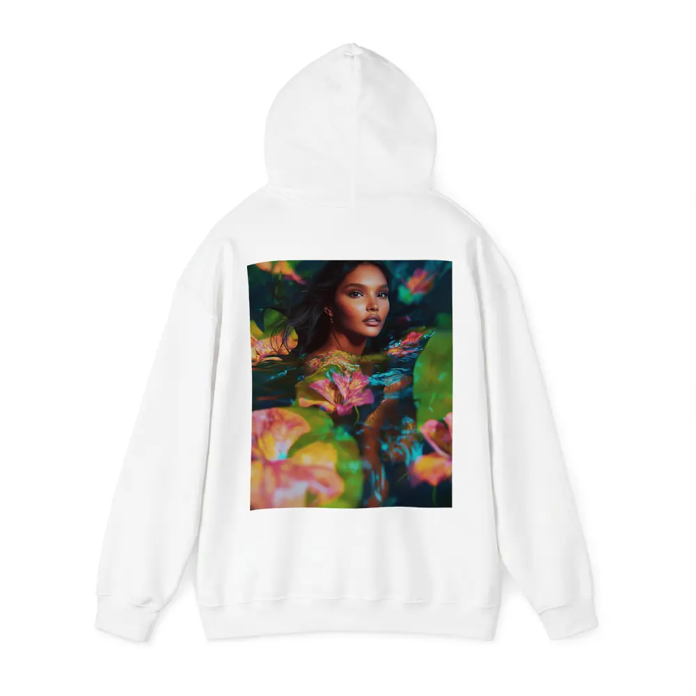 Woman Surrounded By Tropical Flowers Water – Hoodies