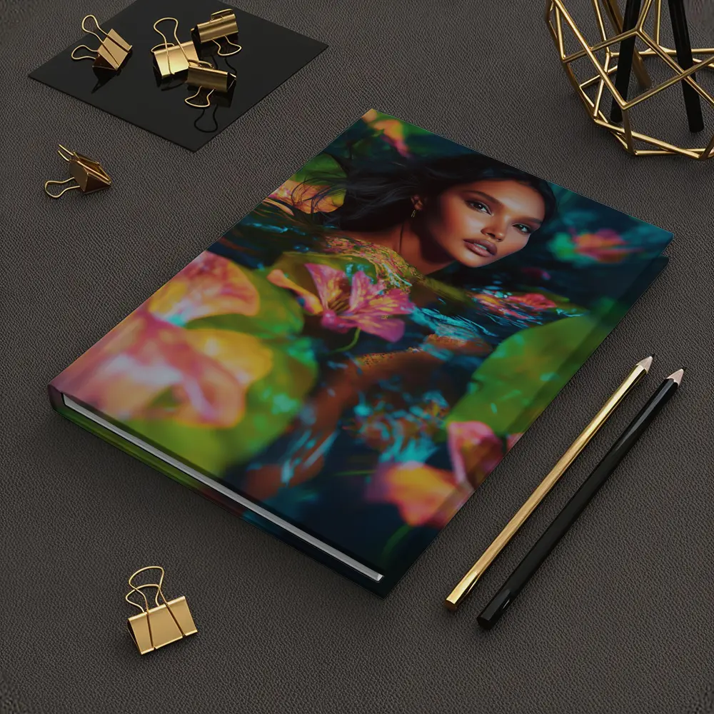 Woman Surrounded By Tropical Flowers Water – Notebooks