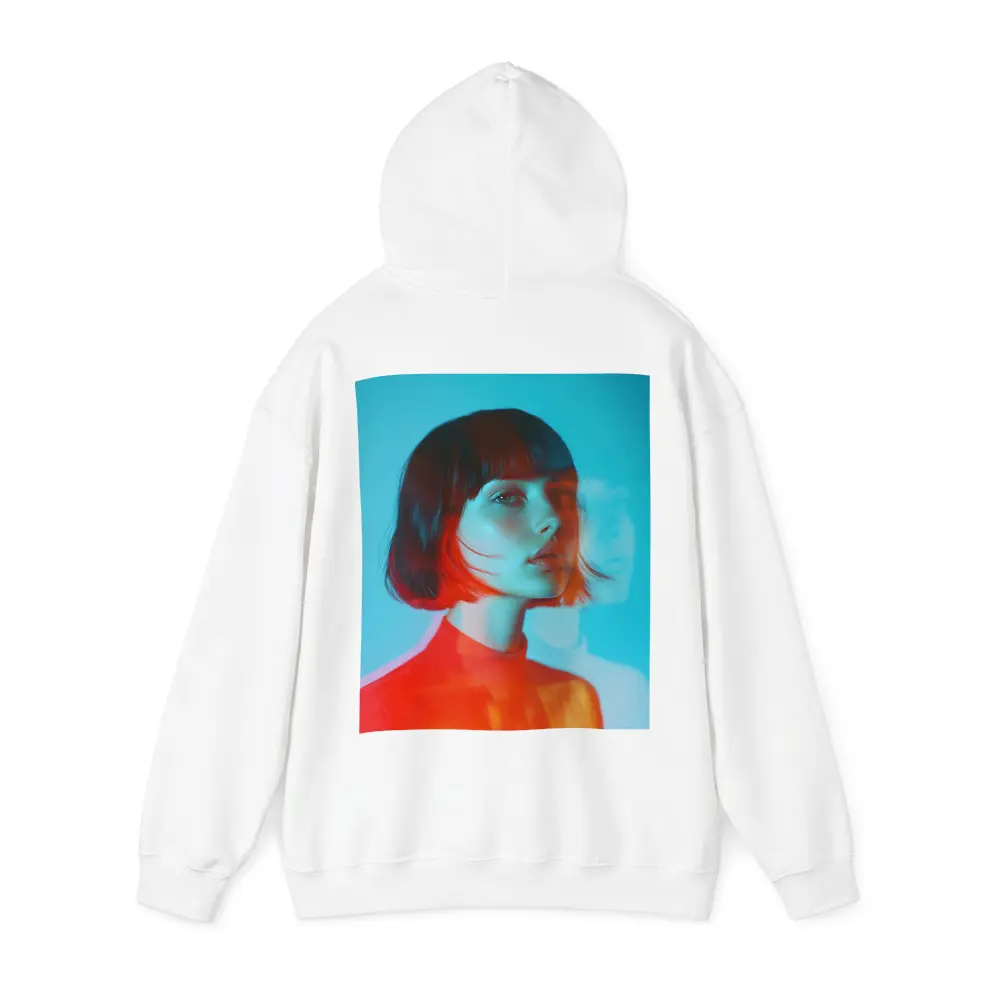 Woman Portrait Double Exposure Teal Background – Hoodies