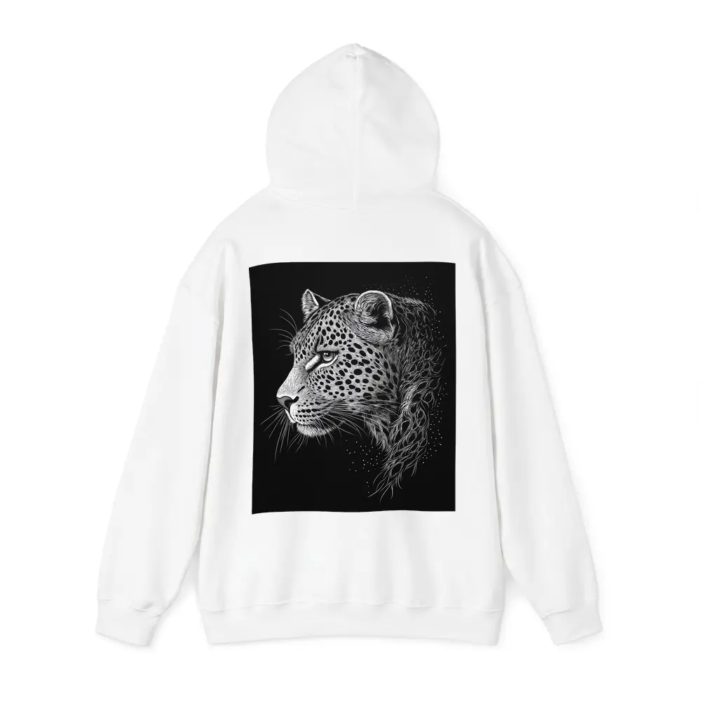 Leopard Portrait Black White Scratchboard Art – Hoodies