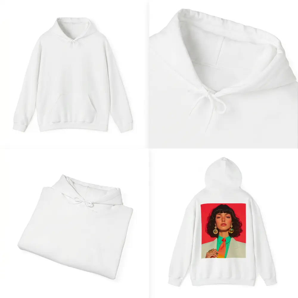 Retro Fashion Woman Bold Red Background – Hoodies