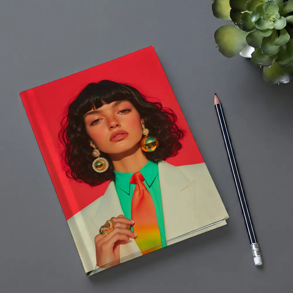 Retro Fashion Woman Bold Red Background – Notebooks