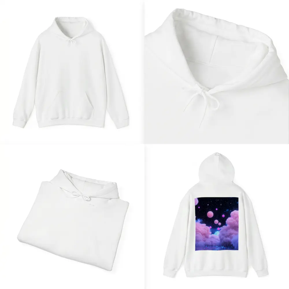Pink Clouds Floating Spheres Starry Night Sky – Hoodies