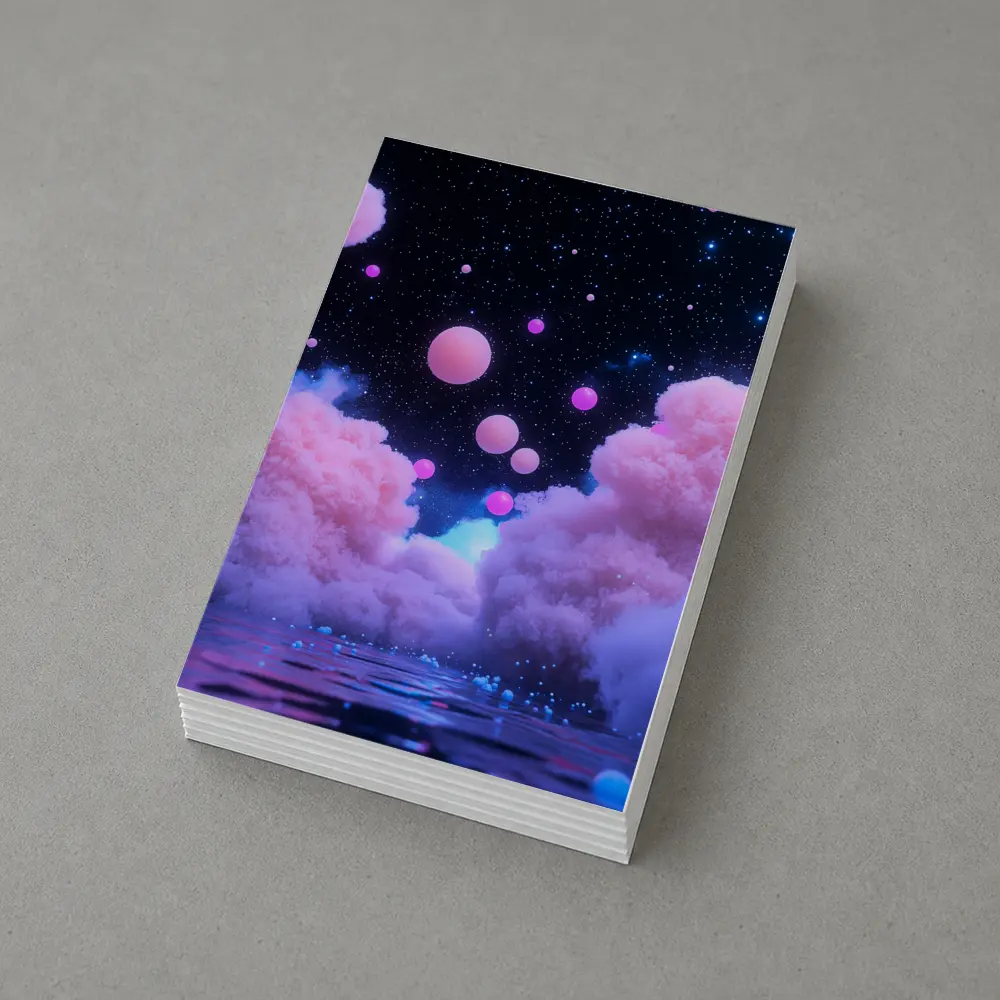 Pink Clouds Floating Spheres Starry Night Sky – Postcards
