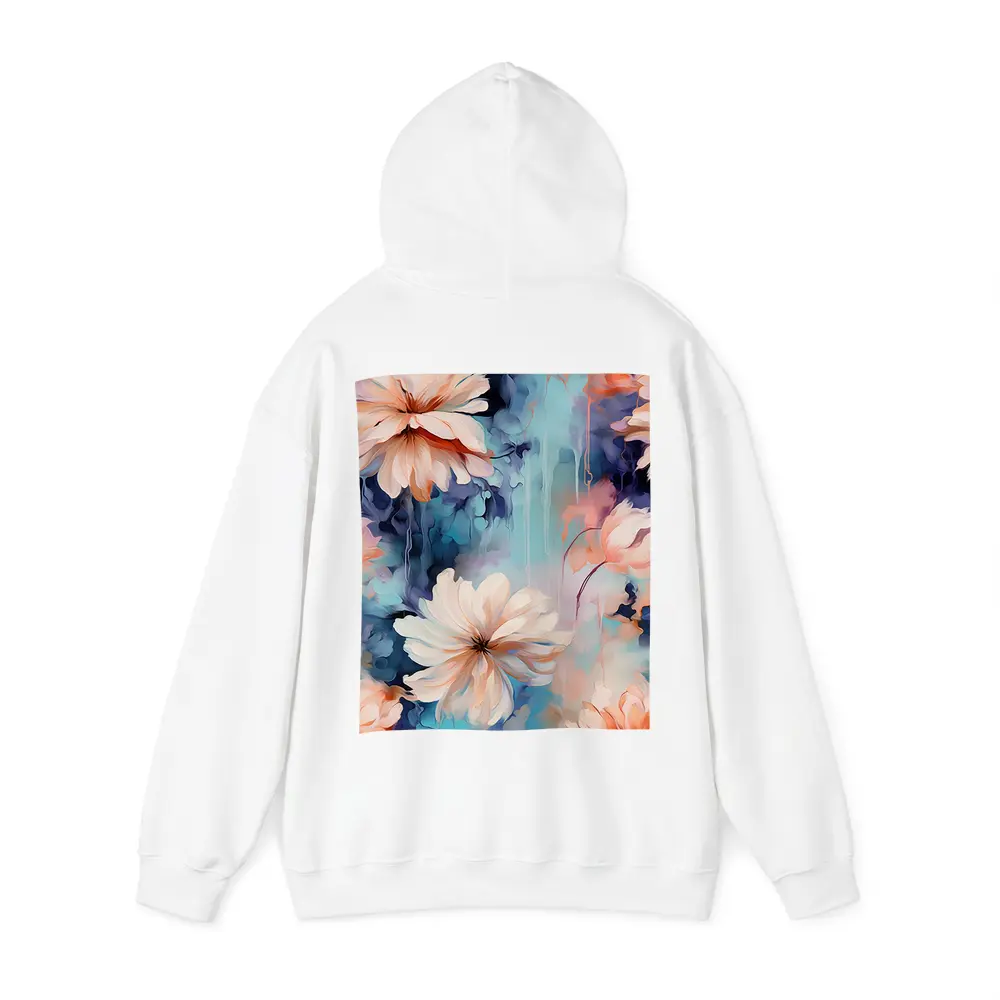 Watercolor Daisy Flowers Blue Dreamy Background – Hoodies