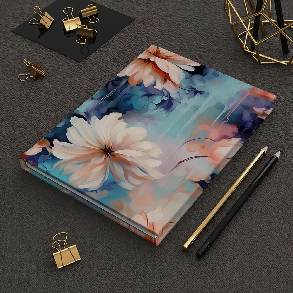 Watercolor Daisy Flowers Blue Dreamy Background – Notebooks