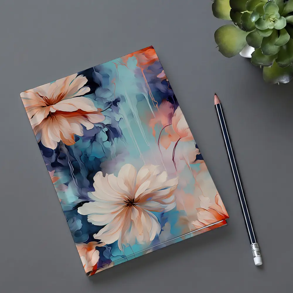Watercolor Daisy Flowers Blue Dreamy Background – Notebooks