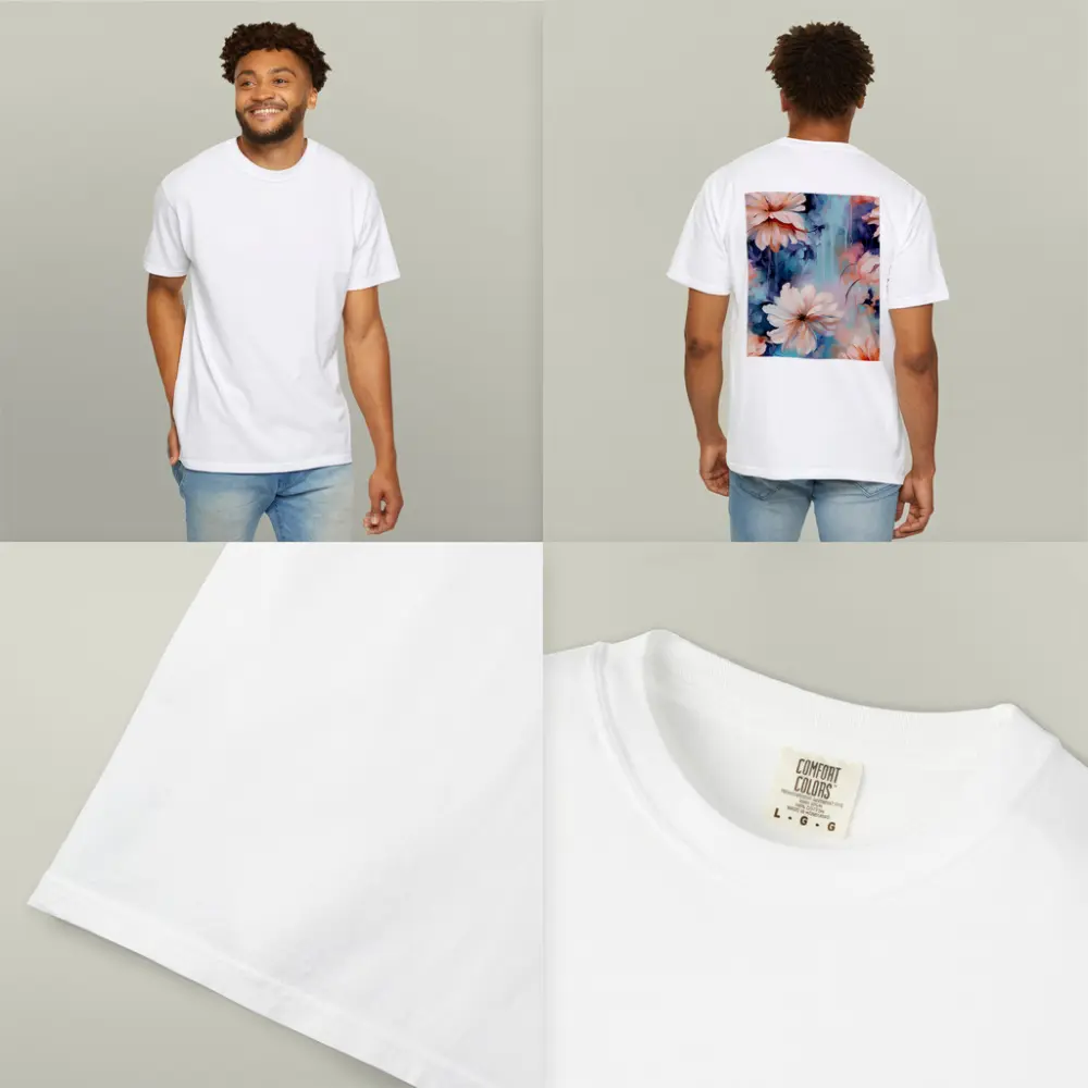 Watercolor Daisy Flowers Blue Dreamy Background – T-Shirts