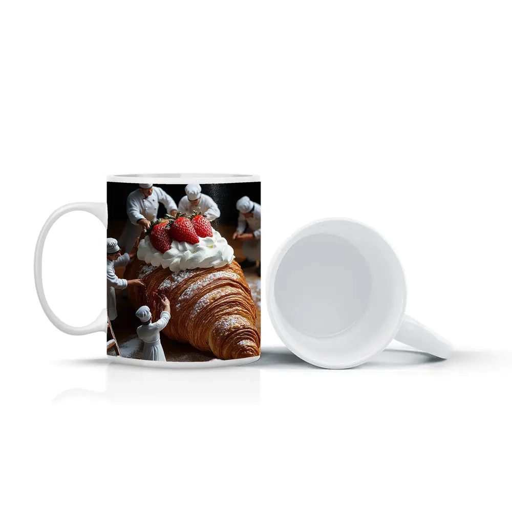 Tiny Chefs Decorating Giant Strawberry Croissant – Mugs
