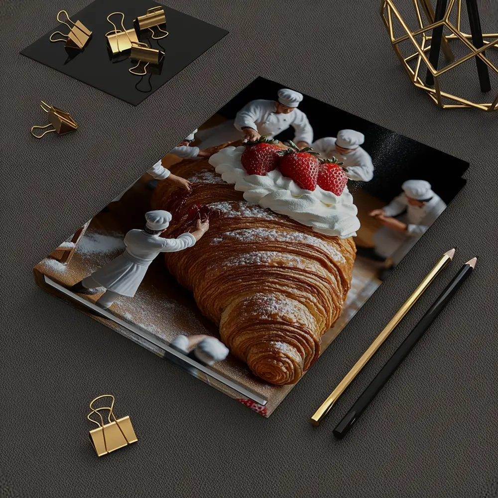 Tiny Chefs Decorating Giant Strawberry Croissant – Notebooks