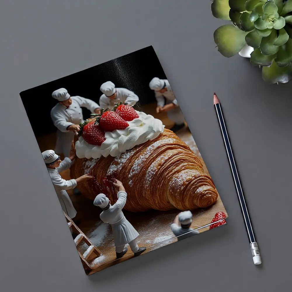 Tiny Chefs Decorating Giant Strawberry Croissant – Notebooks