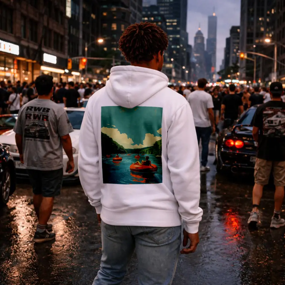 River Tubing Summer Float Retro Illustration – Hoodies