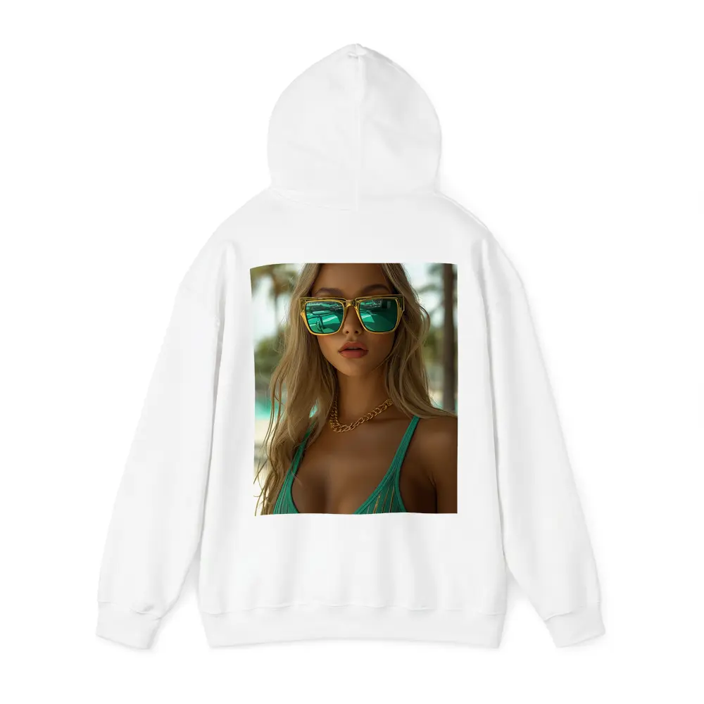 Blonde Woman Green Bikini Tropical Beach – Hoodies